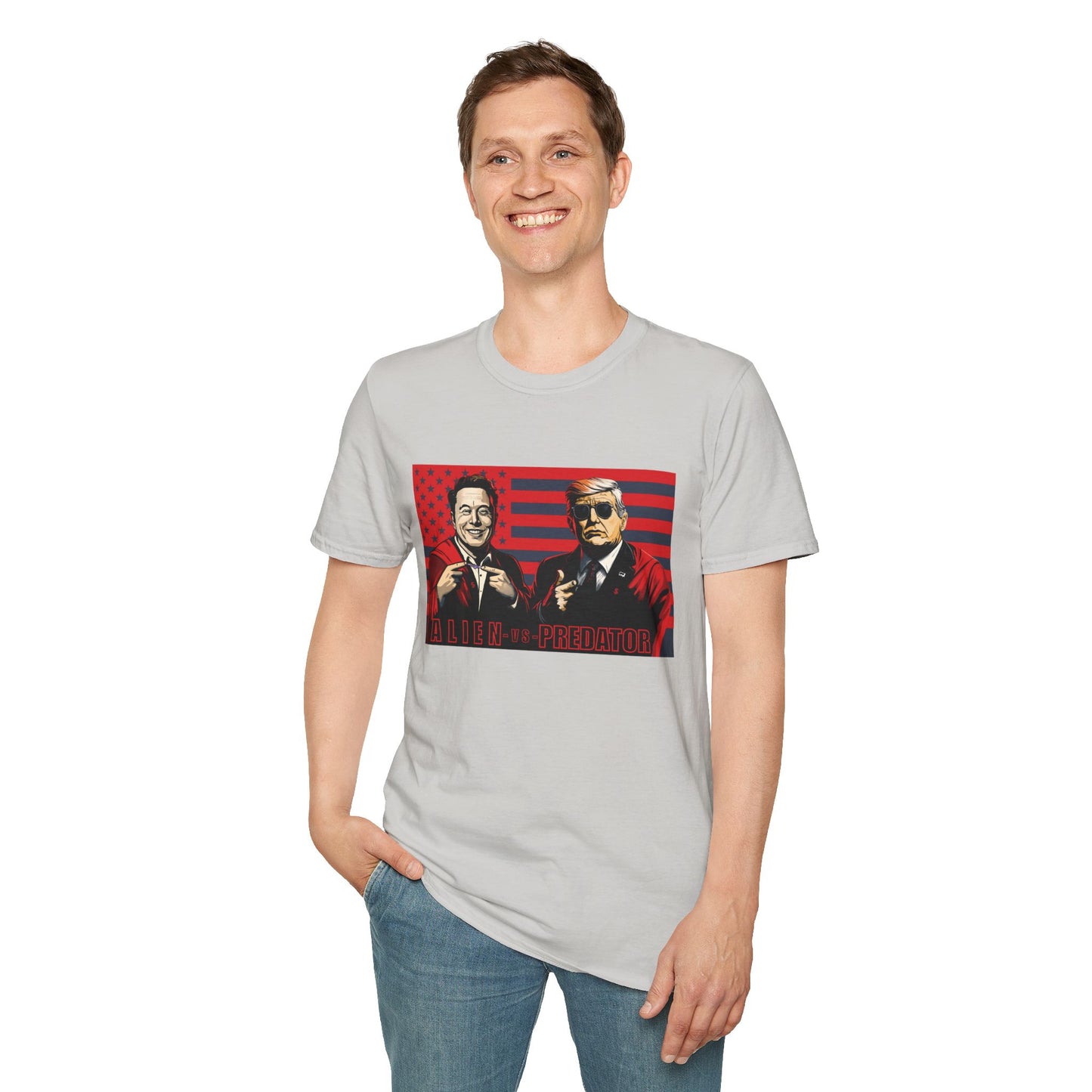 Trump and Elon Shirt, Alien versus Predator Political T Shirt, Donald Trump Fights Elon Musk Shirt, Comes in a variety of American Colors