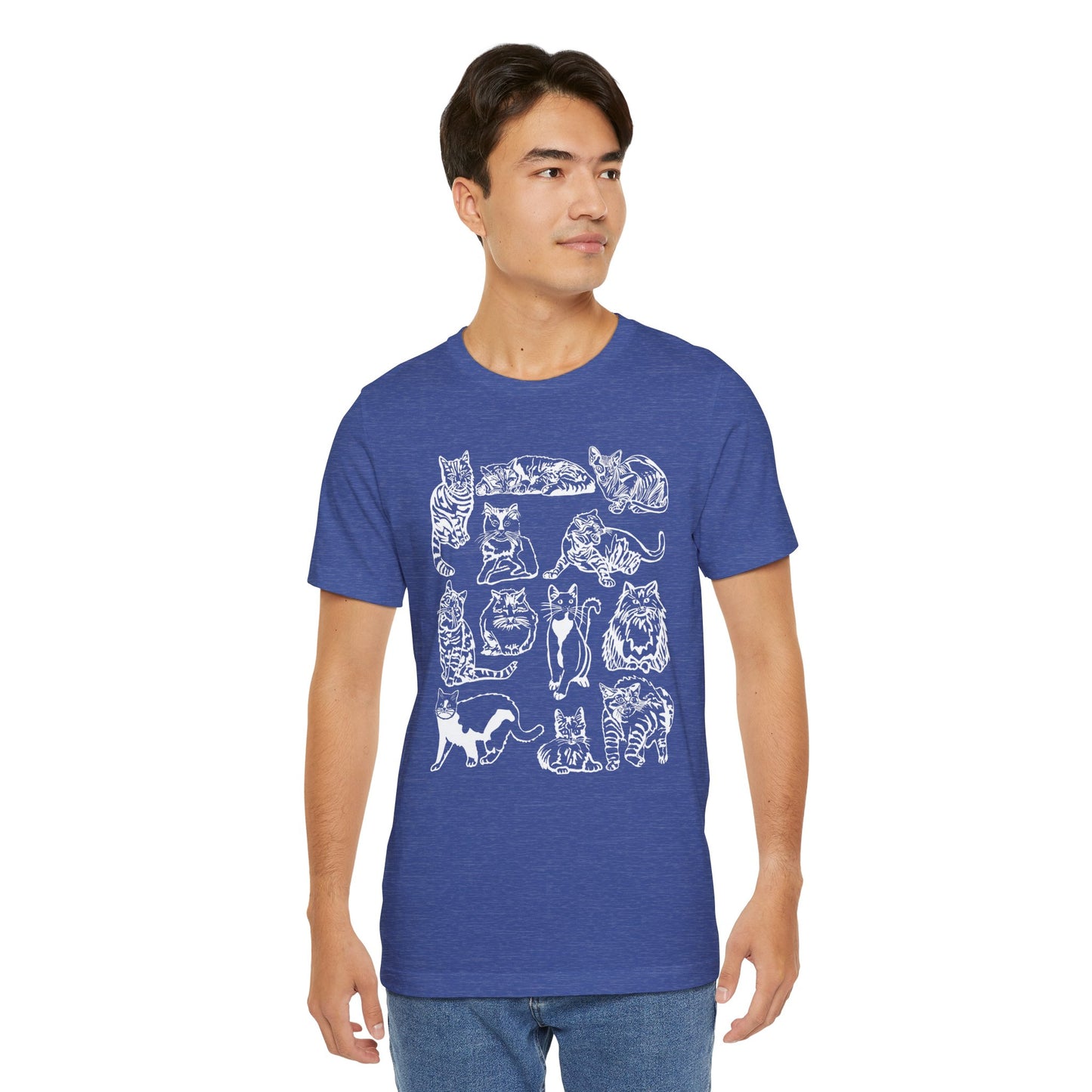Cat Lover T-Shirt Gift for Cat Owner T Shirt with Cats, Cat Graphic Tee for Cat Lovers Top for Women, Cat T-shirt for Men, Striped Cat Shirt