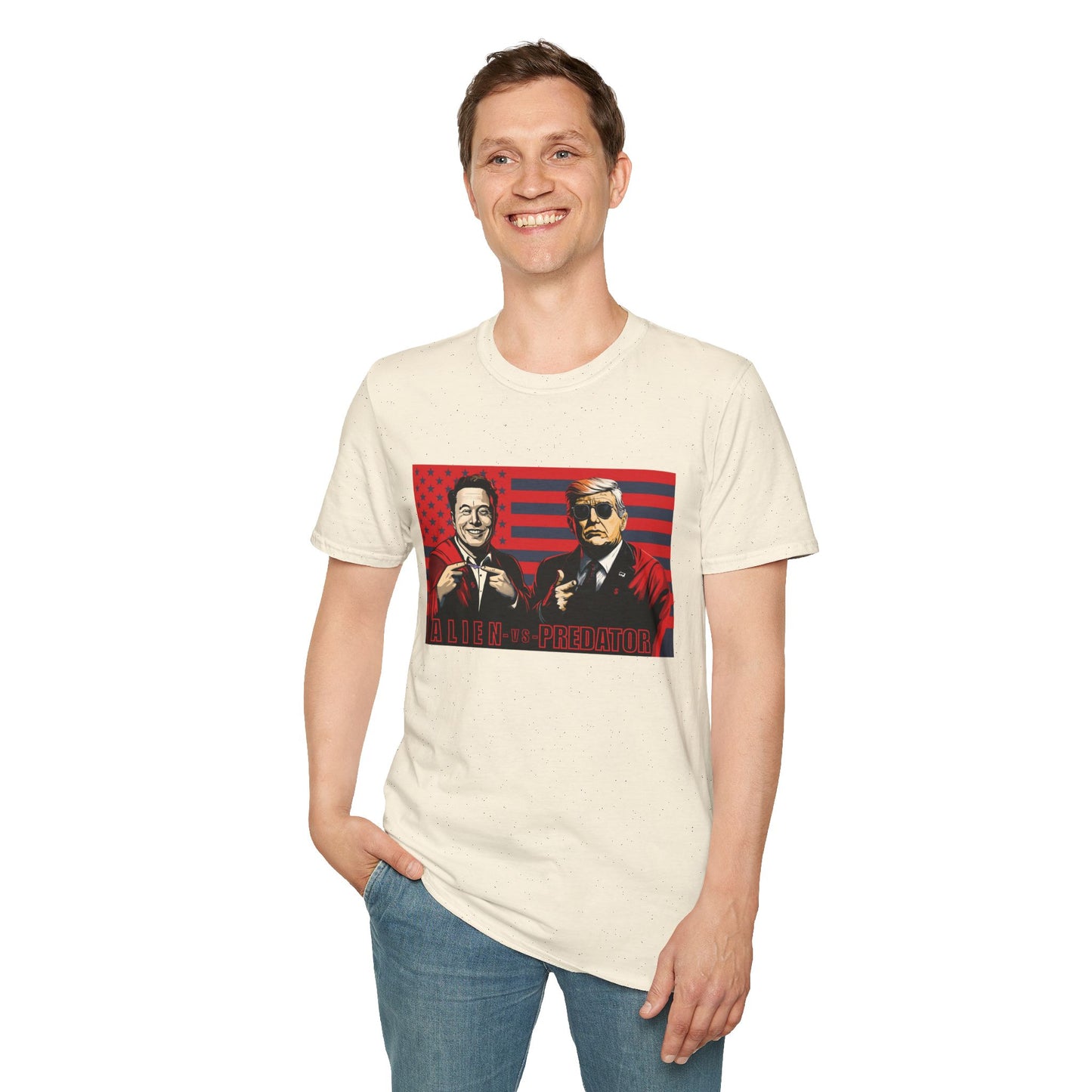 Trump and Elon Shirt, Alien versus Predator Political T Shirt, Donald Trump Fights Elon Musk Shirt, Comes in a variety of American Colors